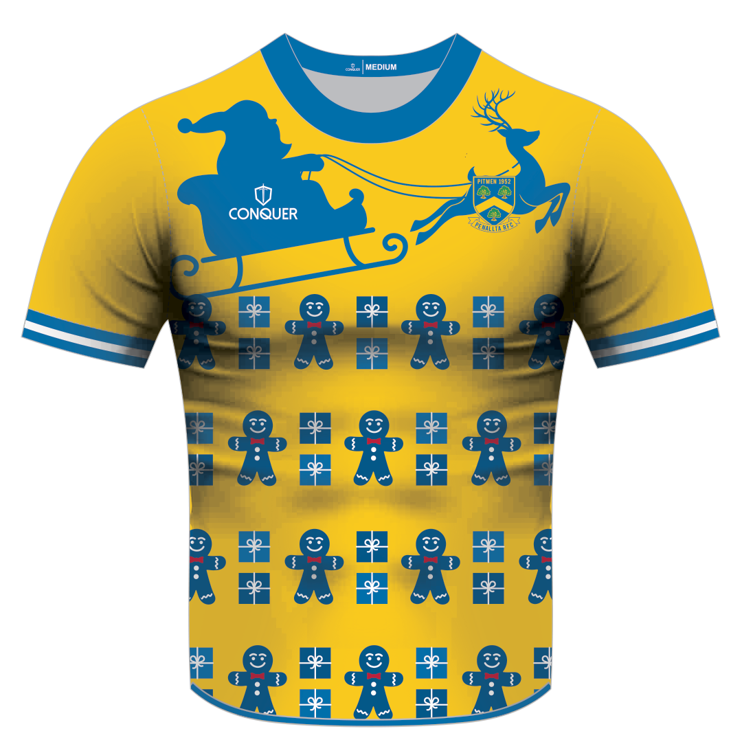 Penallta RFC Sublimated Christmas T-Shirt - Gingerbread