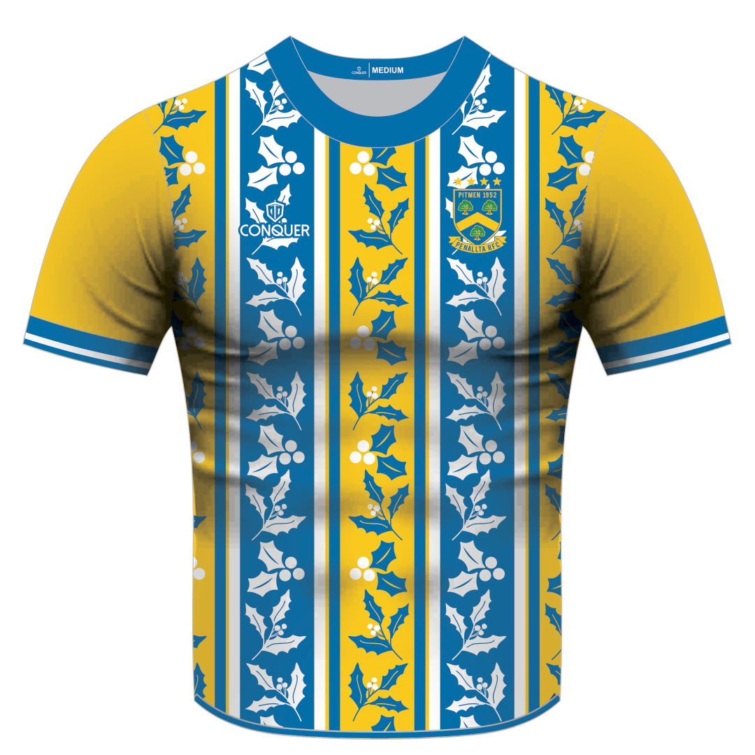 Penallta RFC Sublimated Christmas T-Shirt KIDS - Holly