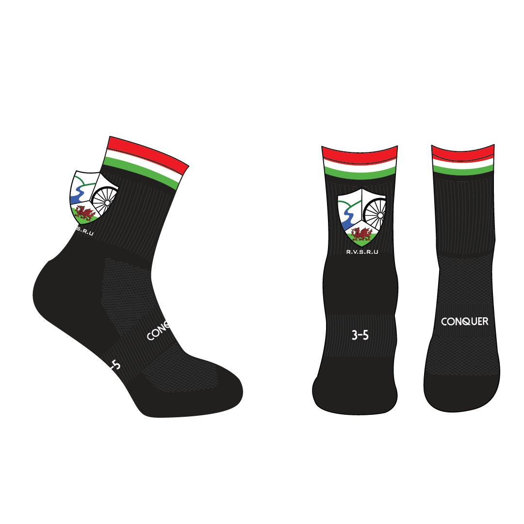 Rhymney Valley SCHOOLS CREW Socks KIDS - Black