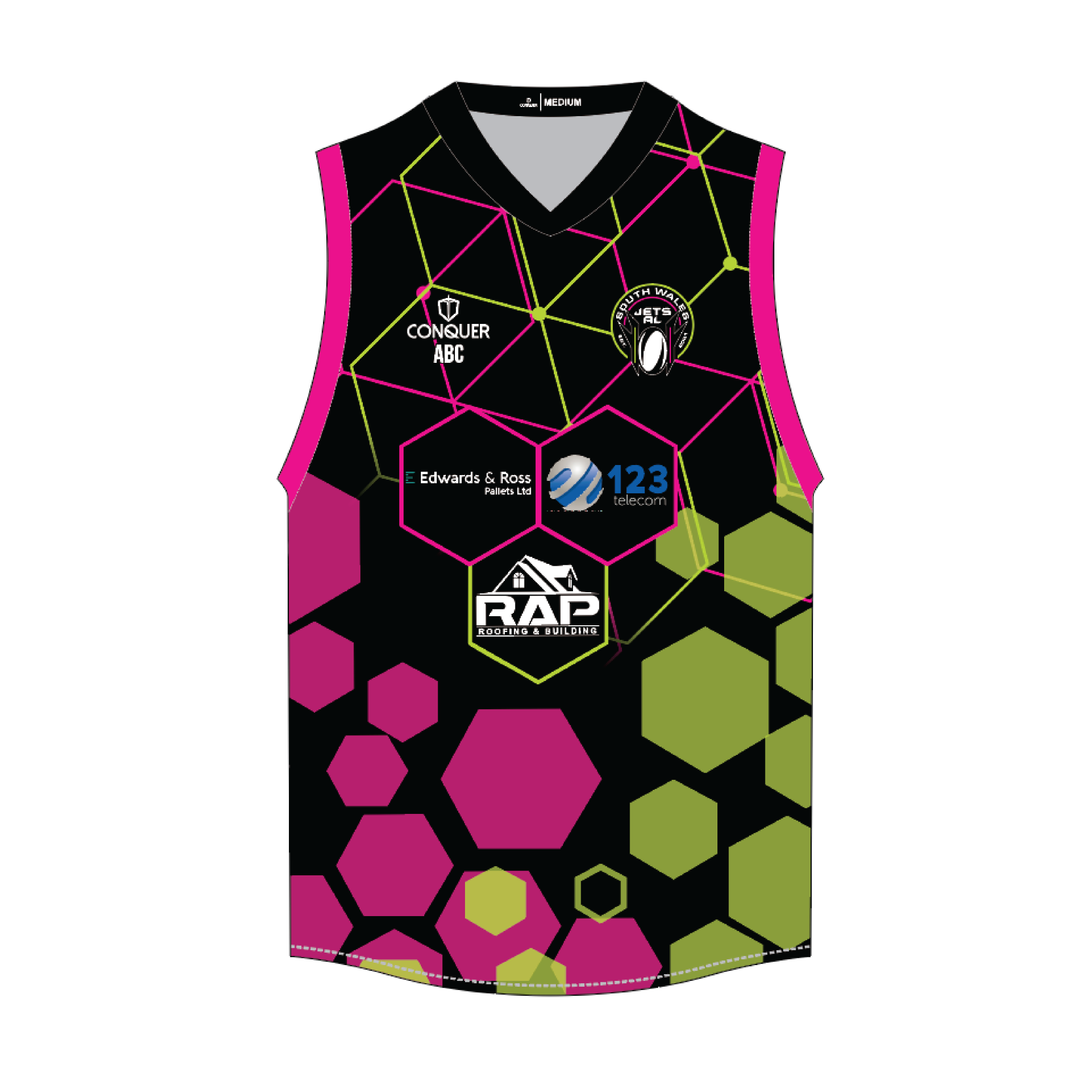South Wales Jets Sublimated Aussie Vest KIDS - Black
