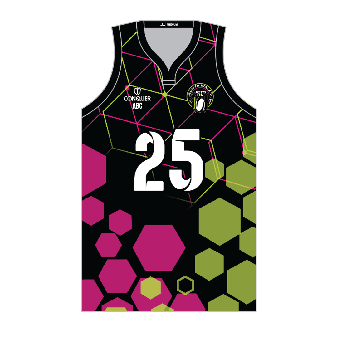 South Wales Jets Sublimated Basketball Vest KIDS - Black