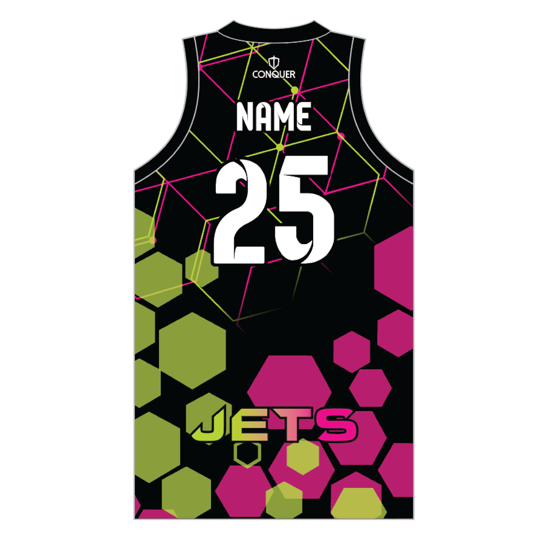 South Wales Jets Sublimated Basketball Vest KIDS - Black