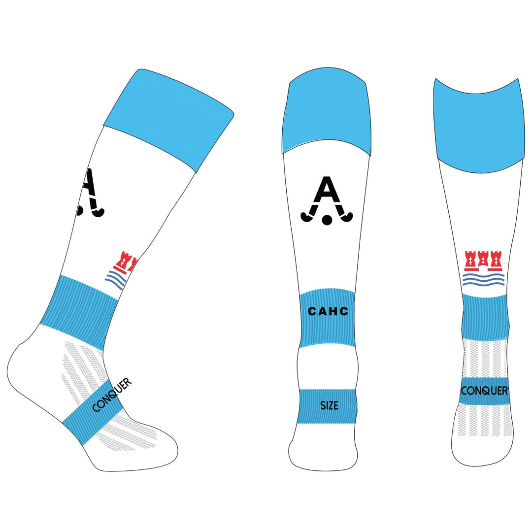 Carmarthen Athletic Hockey Club PLAYING Socks KIDS - White & Blue