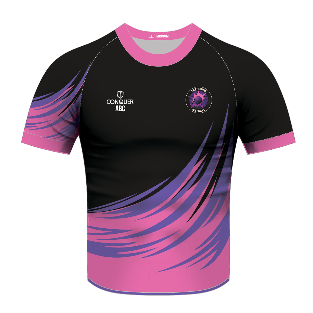 Treforus Netball Crew Neck Sublimated T-Shirt - TOUR