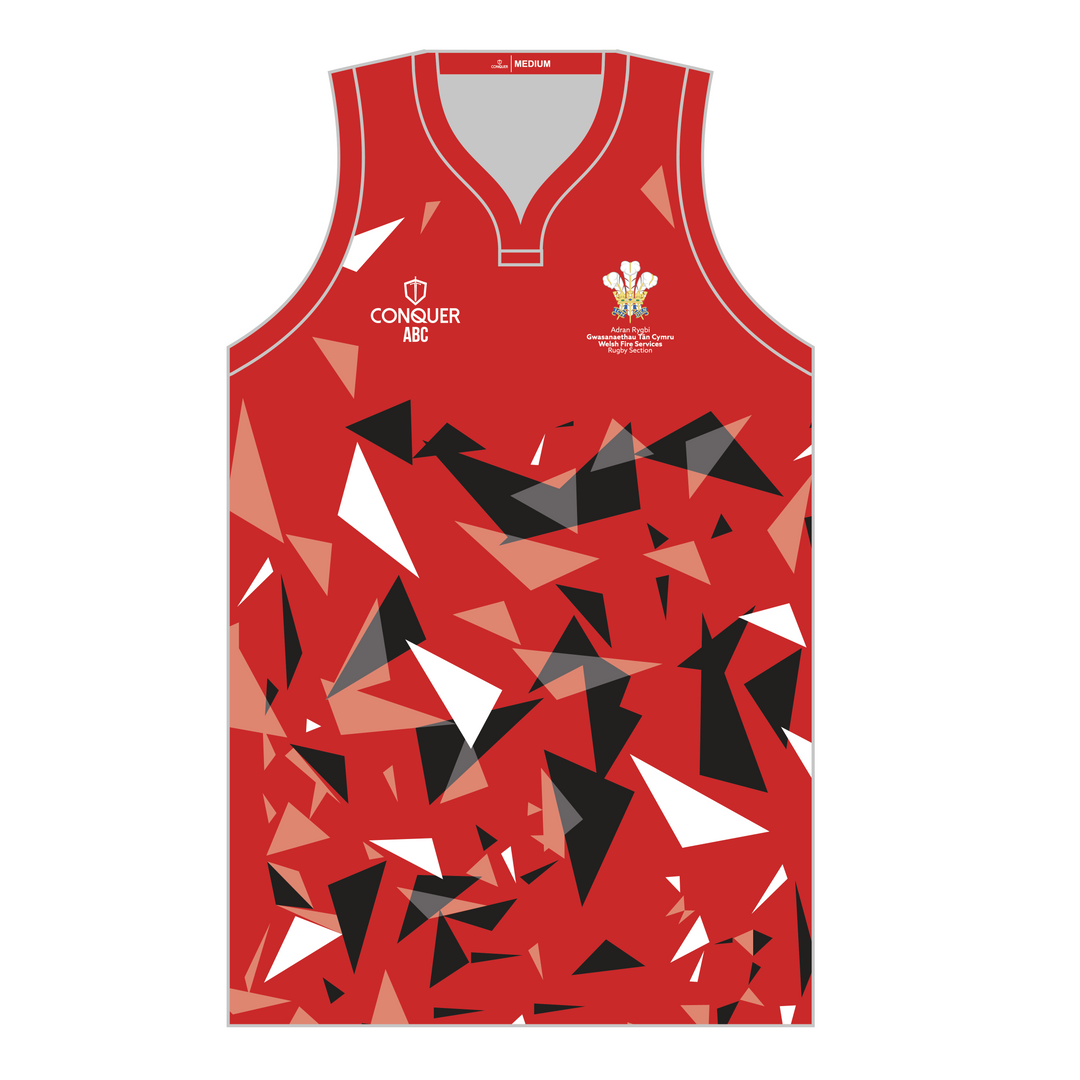Welsh Fire Service Rugby Red Sublimated Basketball Vest