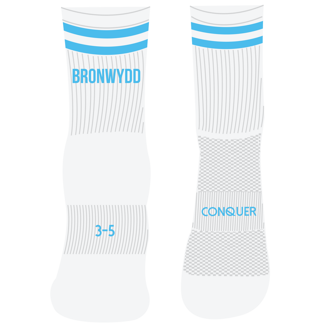 Clwb Criced Bronwydd CREW Socks KIDS - White