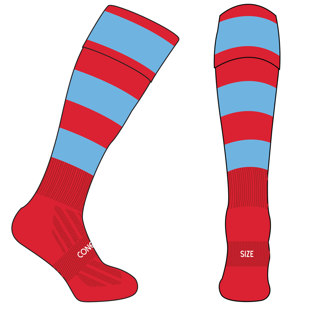 Butchers 7s PLAYING Socks ADULT - Red & Blue