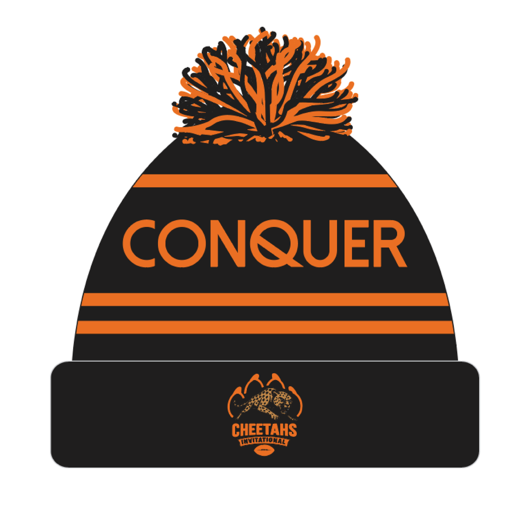 Cheetahs Bobble Hat ADULT - Black & Orange