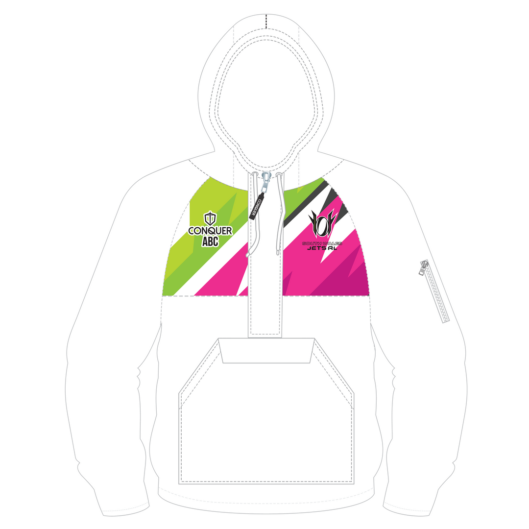 South Wales Jets White 1/4 Zip Hooded Windbreaker Kids