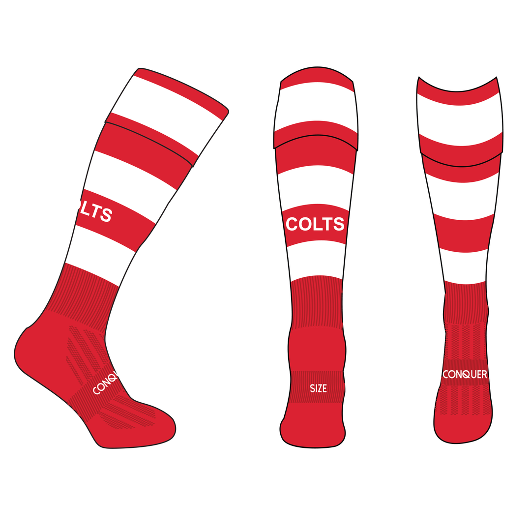 Tumble Colts FC PLAYING Socks ADULT - Red & White