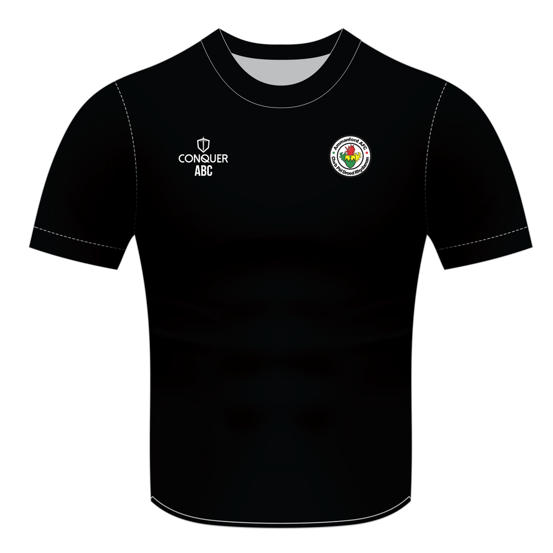 Ammanford AFC Seniors Cotton Black & White Army - Black T-Shirt Kids