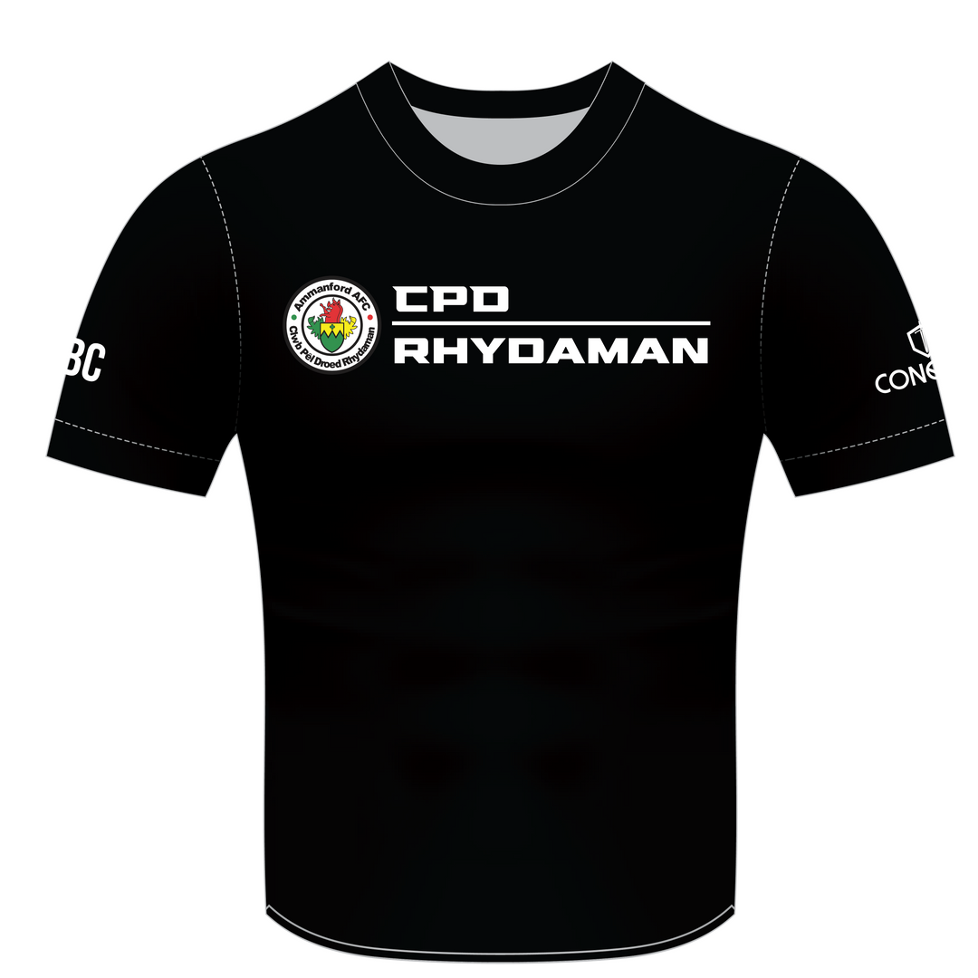 Ammanford AFC JUNIORS Sublimated T-Shirt KIDS - Black WELSH