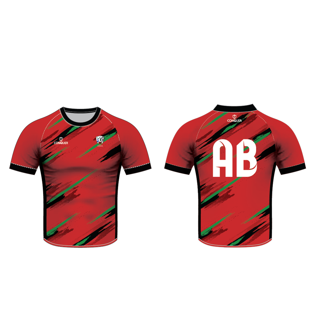 Rhymney Valley SCHOOLS Reversible PRO Fit Rugby Shirt - Red & Green