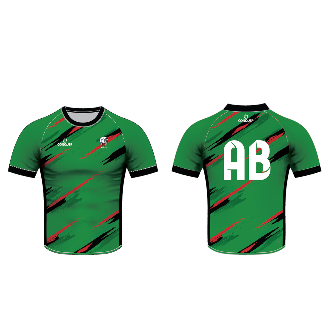 Rhymney Valley SCHOOLS Reversible PRO Fit Rugby Shirt - Red & Green