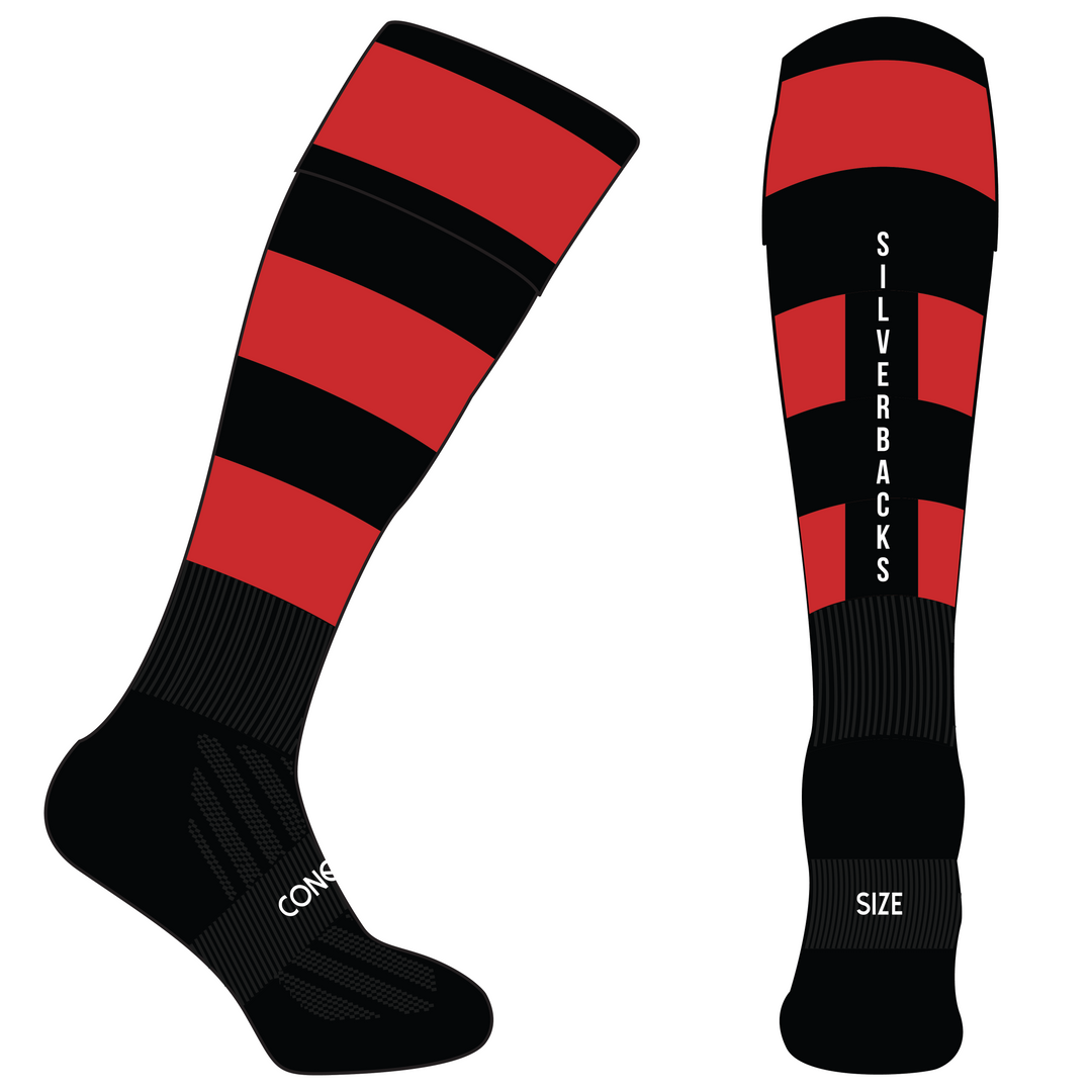 Morriston Silverbacks PLAYING Socks ADULT - Black & Red