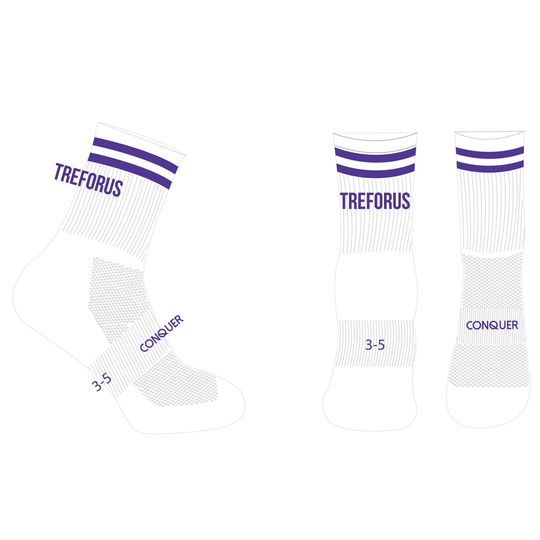 Treforus Netball CREW Socks KIDS - White