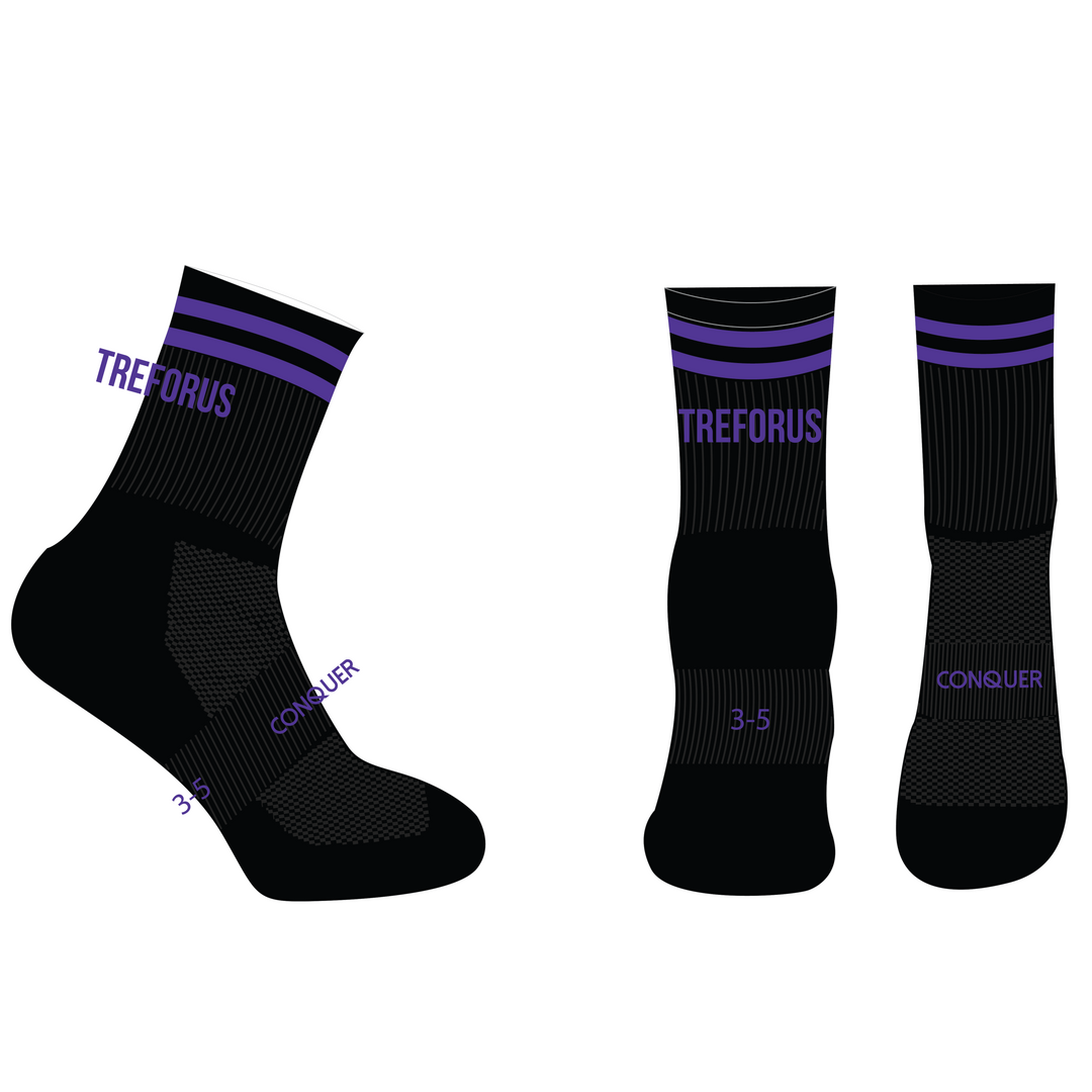 Treforus Netball CREW Socks KIDS - Black