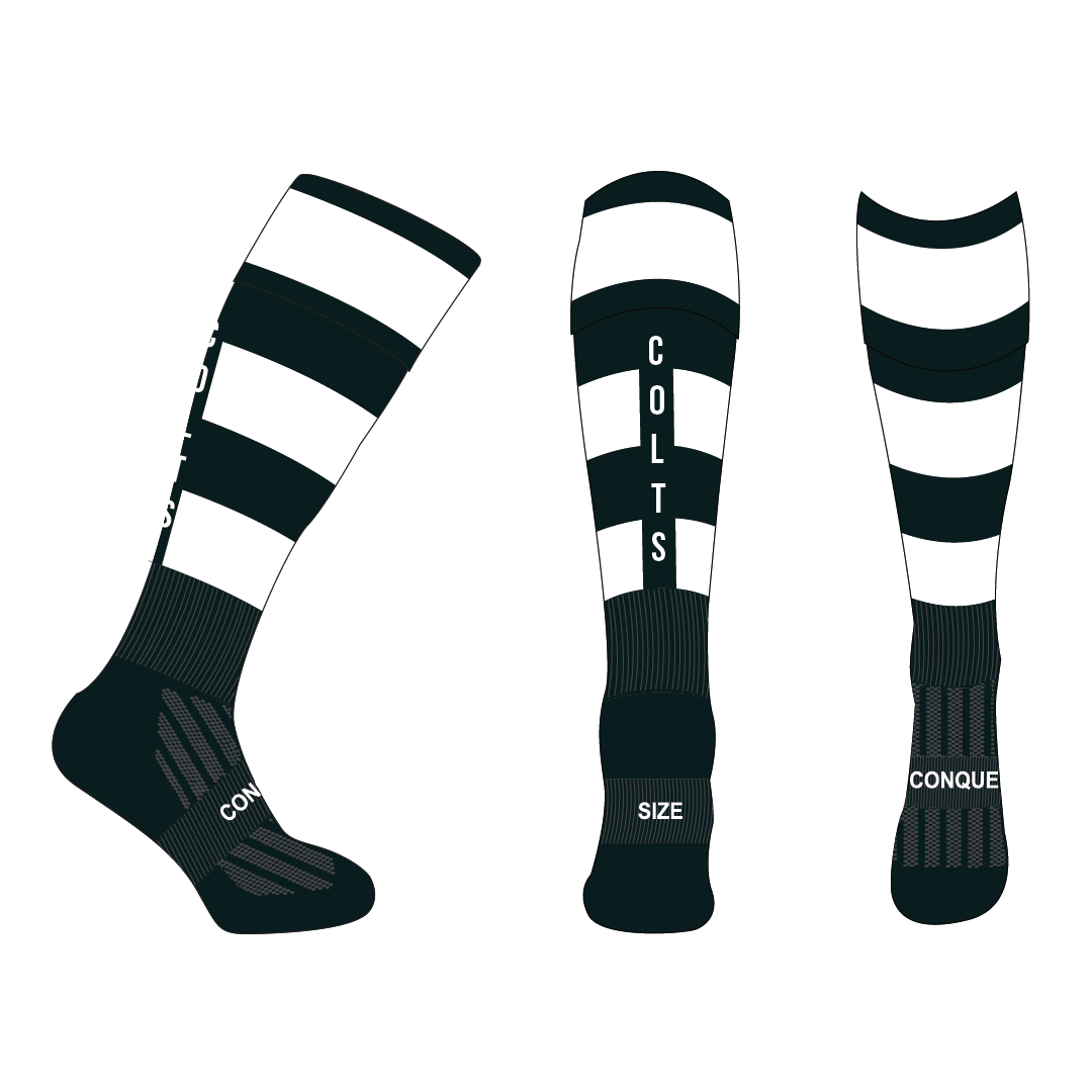 Tumble Colts FC PLAYING Socks ADULT - Black & White