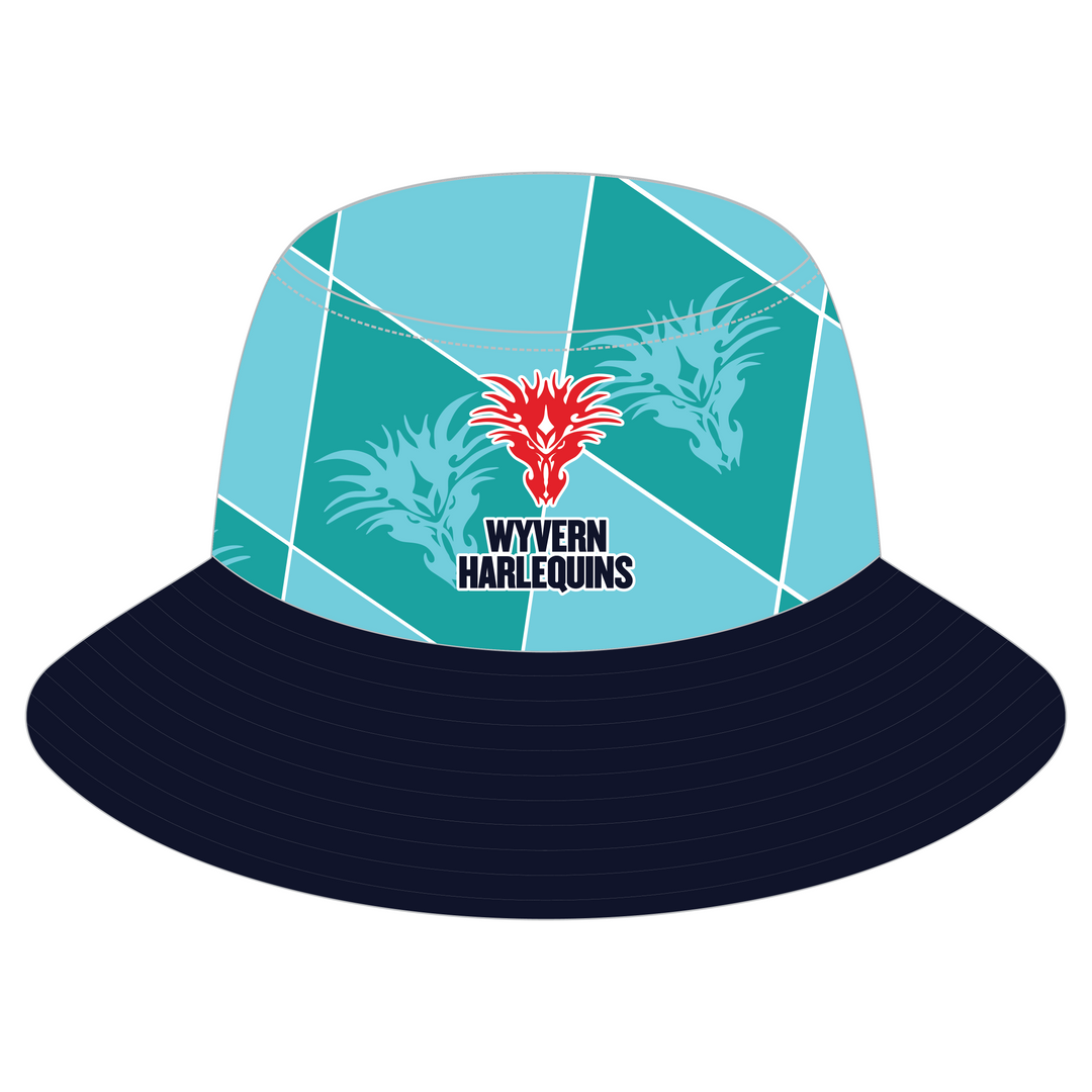 Wyvern Harlequins Reversible Bucket Hat ADULT - Turquoise & Black