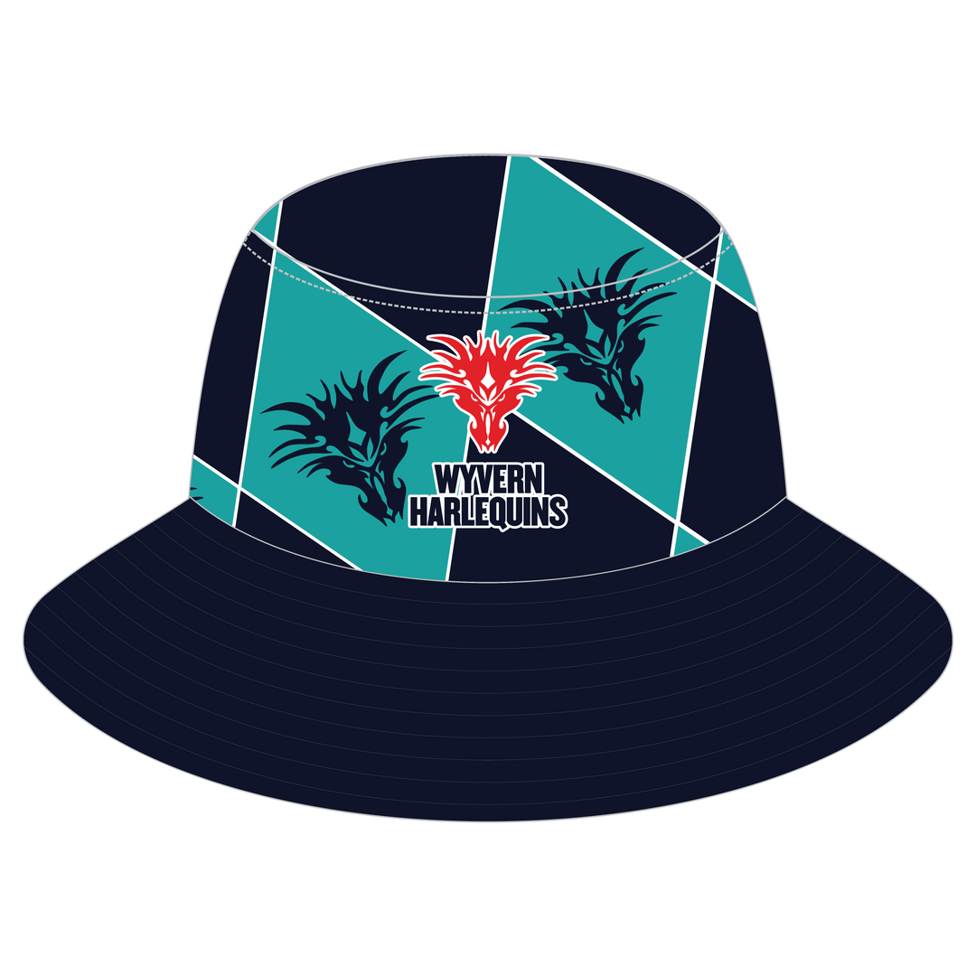 Wyvern Harlequins Reversible Bucket Hat ADULT - Turquoise & Black