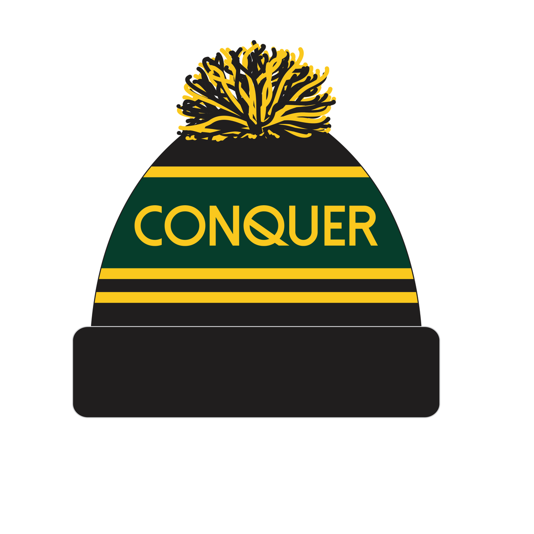 Ysgol Dyffryn Aman Bobble Hat ADULT STAFF - Black & Yellow